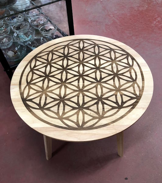 Mesa Madera Sésamo Flor de la Vida